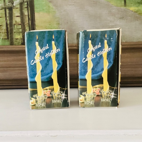 2 Sets Vintage Crystal Candle Holders Robert Alan Candle Company Original Boxes - Picture 9 of 12